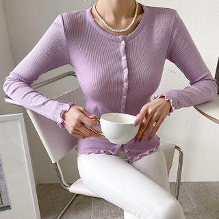 Lettuce-edge Slim-fit Cardigan