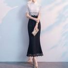 Short-sleeve Mandarin Collar Lace Qipao