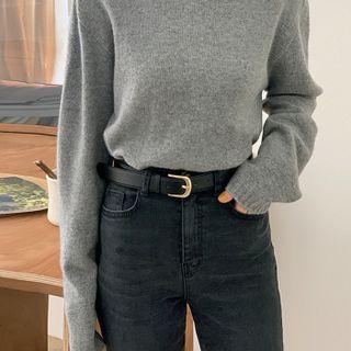 Buckled Stitched Pleather Belt