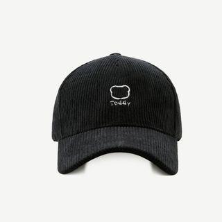 Bear Embroidered Corduroy Baseball Cap