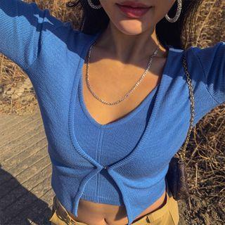 Set: Hook-and-eye Cardigan + Sleeveless Top