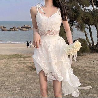 Spaghetti Strap Lace Layered A-line Dress