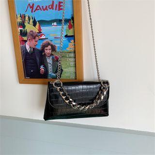 Chained Crossbody Bag Crocodile - Black - One Size