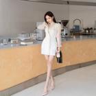 Faux-pearl Trim Tweed Vest Dress