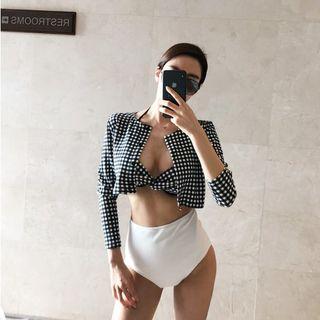 Set: Gingham Bikini + Cover-up Top