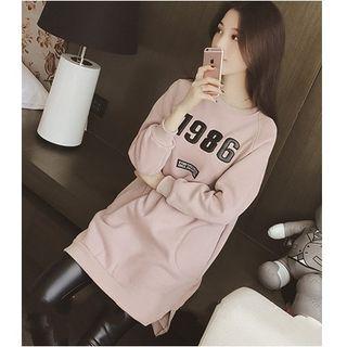 Number Applique Long Pullover