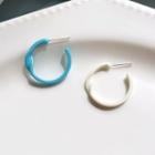 Twist Open Hoop Earring 1 Pair - S925 Silver - Earrings - Blue & White - One Size