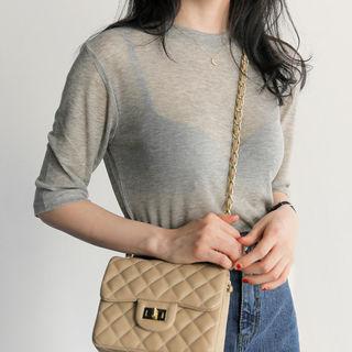 Elbow-sleeve Wool Blend Top