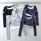 Long Sleeve Mock Two Piece Crop Top