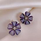 Rhinestone Alloy Flower Earring 1 Pair - Flower - Purple - One Size