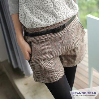Bow-tie Belted Houndstooth Shorts