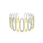 White Gold And K Gold Plated 925 Sterling Silver Hollow Bangle With White Cubic Zircon