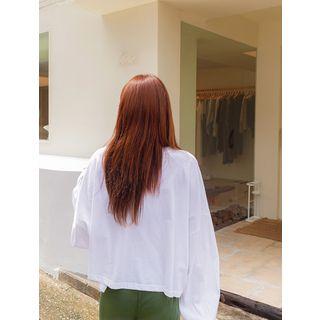 Letter-printed Balloon-sleeve Oversized Summer Pullover