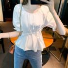 Short-sleeve Plain Peplum Top