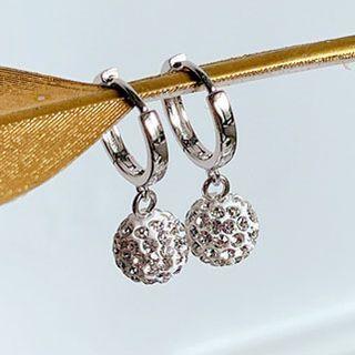Rhinestone Drop Hoop Earring 1 Pair - E364 - Stud Earring - Silver - One Size