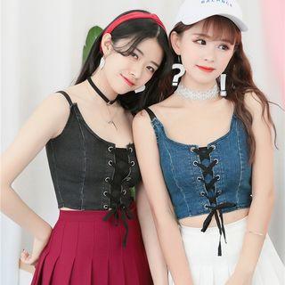 Lace-up Denim Camisole Top