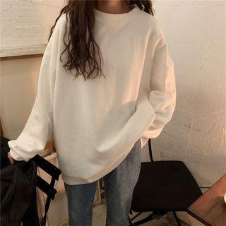 Loose-fit Plain Long-sleeve Sweatshirt
