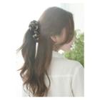 Leopard Faux-pearl Hair Clamp Brown - One Size