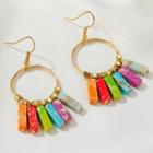 Rainbow Gemstone Fringed Earring 1 Pair - 01kc-1664 - Gold - One Size