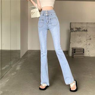 High-waist Pocket-detail Bootcut Jeans