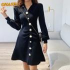 Embellished A-line Mini Knit Dress