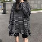 Long-sleeve Stripe Oversize T-shirt