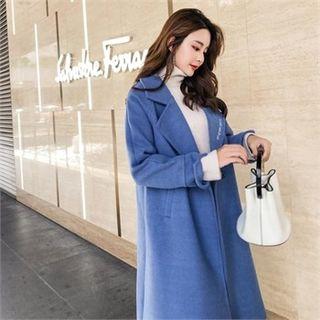 Letter Embroidered Wool Blend Coat