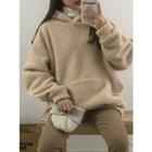 Hooded Fleece Sweatshirt Khaki - One Size