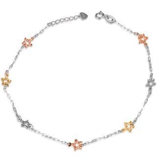 14k Tri-color Gold Diamond-cut Stars Anklet / Braclet (8)