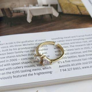Triangle Rhinestone Sterling Silver Ring