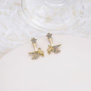 Angel Rhinestone Swing Earring 1 Pair - E4386 - Gold - One Size