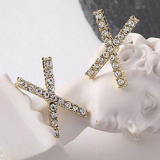 Rhinestone Cross Stud Earring / Clip-on Earring