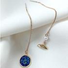 Non-matching Faux Pearl Whale Tail & Disc Dangle Earring Blue - One Size