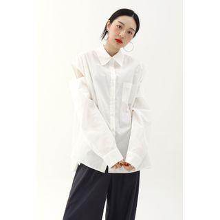 Slit-shoulder Loose-fit Shirt Ivory - One Size