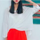 Long-sleeve Loose-fit Top White - One Size