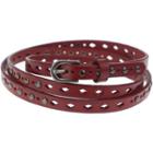 Perforated Genuine Leather Skinny Belt