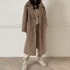 Sherpa-fleece Chesterfield Coat Mocha - One Size