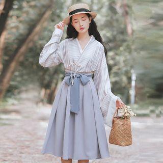 Set: Hanfu Top + Jacket + A-line Midi Skirt