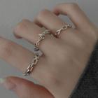 Set Of 3 : Chained Alloy Ring (assorted Designs) Set Of 3 - Silver - One Size