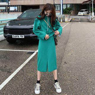 Hooded Oversize Sweatshirt High-waist Skirt