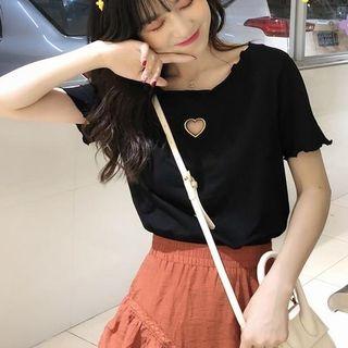 Short-sleeve Heart Perforated T-shirt