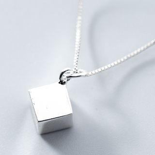 925 Sterling Silver Cube Pendant Necklace Silver - One Size