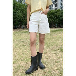 Plain Cotton Wide-leg Shorts
