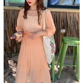 Frilled Puff-sleeve Tulle Dress