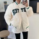 Letter Embroidered Quilted Baseball Jacket