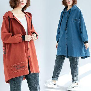 Hooded Printed Denim Jacket