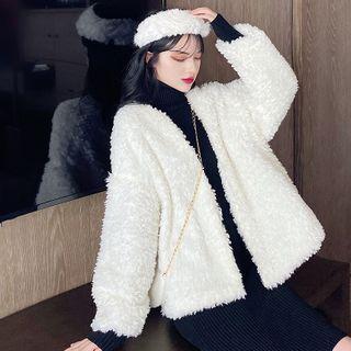 Open-front Fleece Jacket White - One Size
