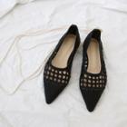 Pointy-toe Openwork Woven Flats