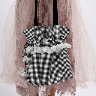 Frill Trim Drawstring Handbag