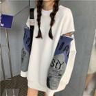 Lettering Print Zip Detail Mini Sweatshirt Dress